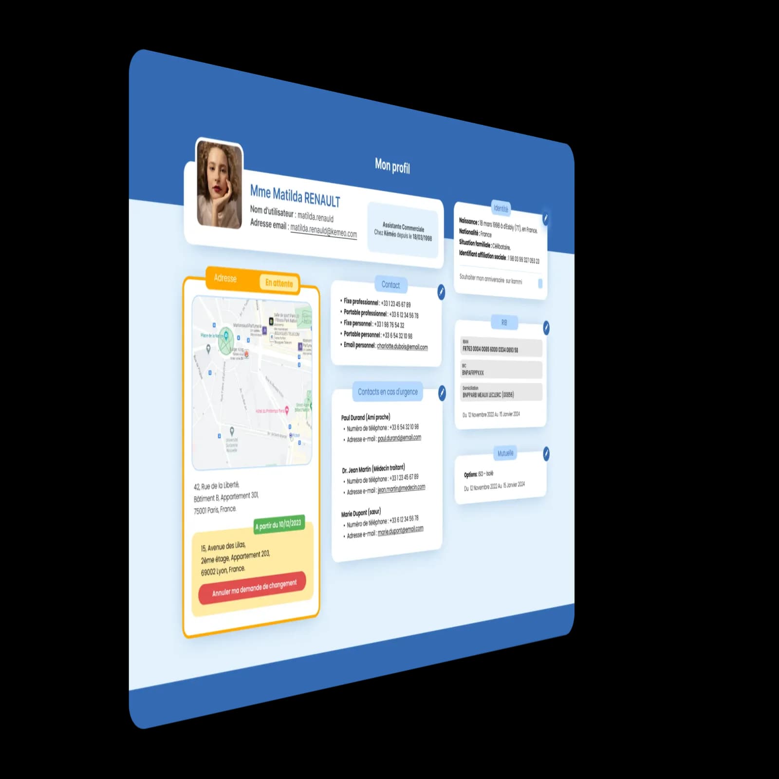 Fiche profil collaborateur avec informations RH centralisees Profil collaborateur Kammi