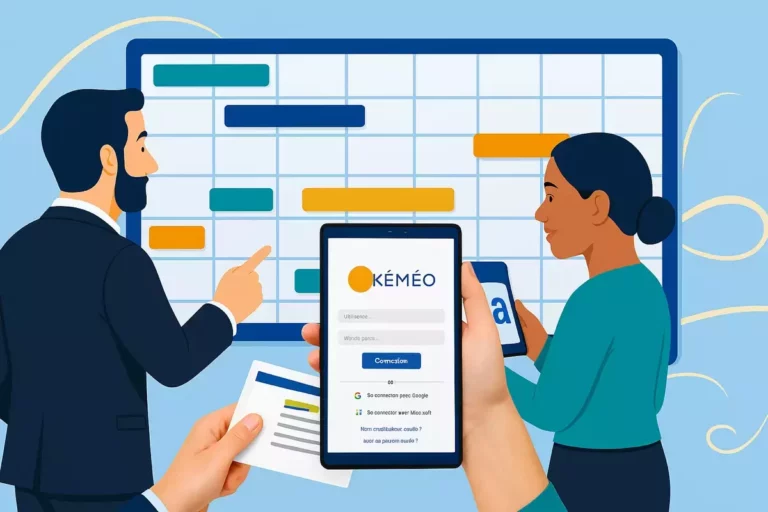 Illustration professionnelle montrant un outil de gestion des congés en entreprise, optimisé pour les RH