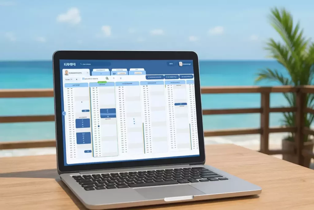 Ordinateur avec calendrier de congés en ligne