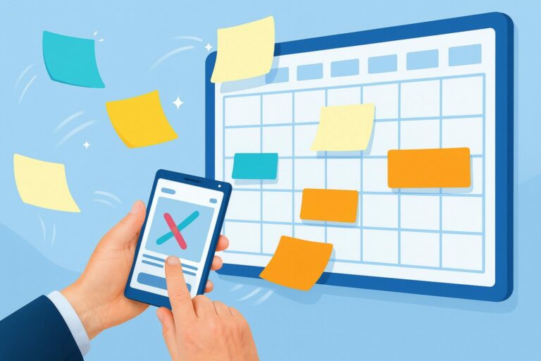 llustration de la saisie automatisée des congés et absences via un calendrier numérique et un smartphone