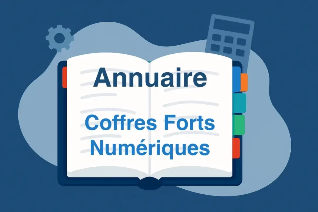 Illustration d’un annuaire numérique dédié aux coffres-forts électroniques, symbolisant une base de données sécurisée.